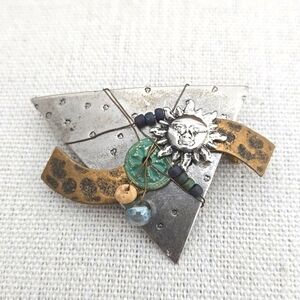 Artisan Crafted Mixed Metals Brooch
